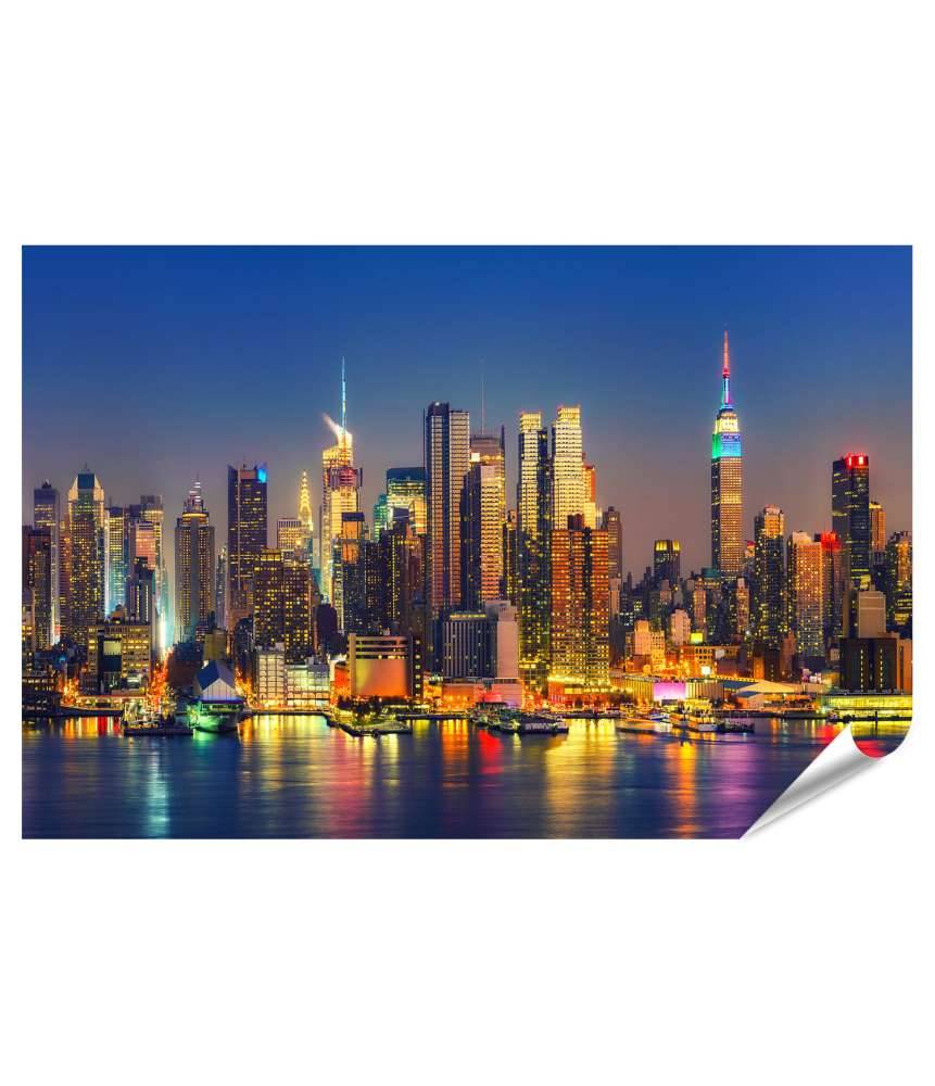 Islandburner XXL Premium Poster Nachtlicher Blick auf Manhattan, New York, USA Jubiläumsangebot