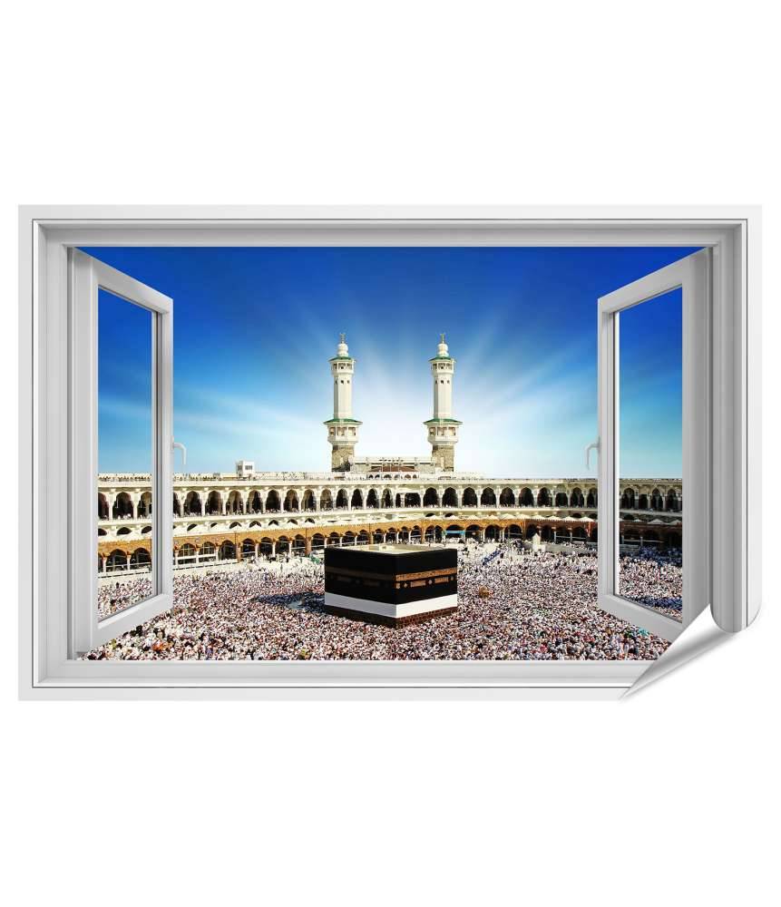 Islandburner XXL Premium Poster Beeindruckendes Wandbild: Fensterblick auf die Kaaba, Mekka, Saudi Arabien Lagerräumung
