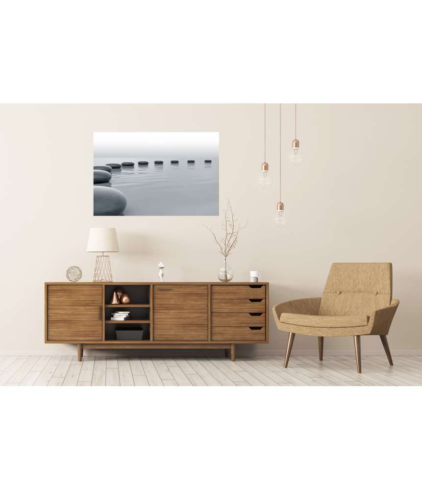 Islandburner XXL Premium Poster Zen-Steine formen einen meditativen Kreis im Wasser - Spa-Wandbild Räumungsverkauf