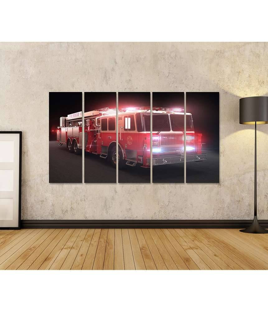 Islandburner Bild auf Leinwand Lebhaftes Wandbild eines Feuerwehrautos mit Lichtern fürs Kinderzimmer Letzte 3 Tage