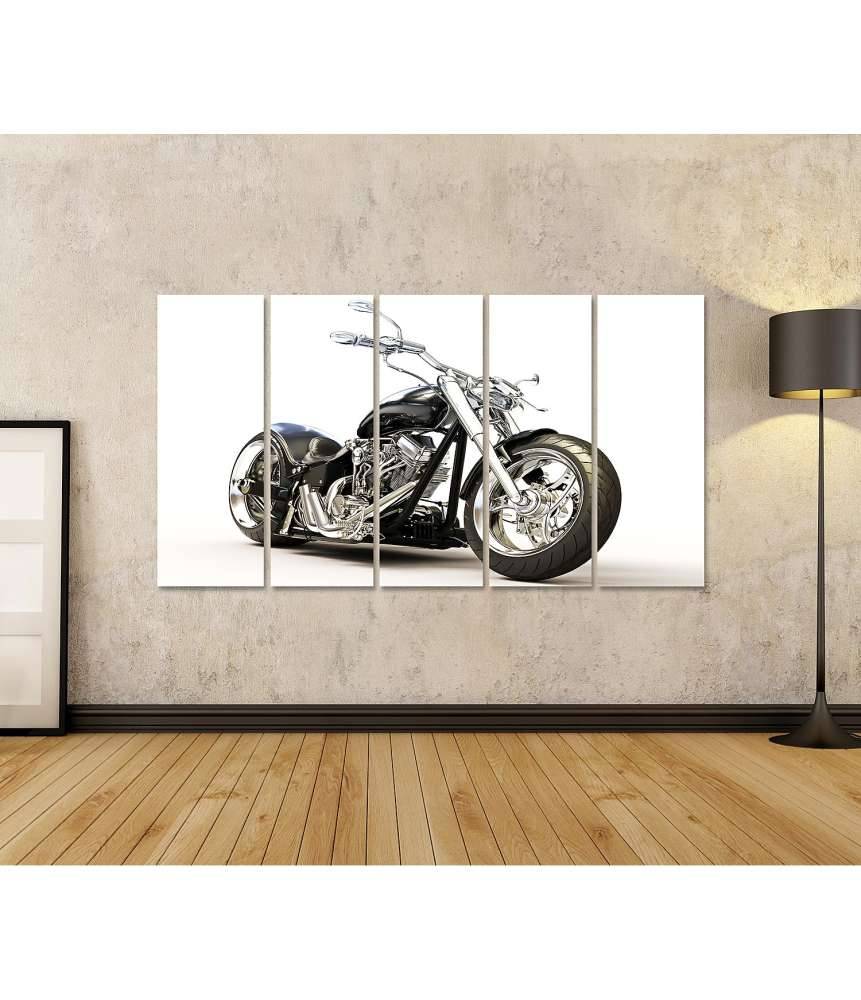 Islandburner Bild auf Leinwand Chopper-Motorrad auf reinweißem Hintergrund als Wandbild JETZT KAUFEN