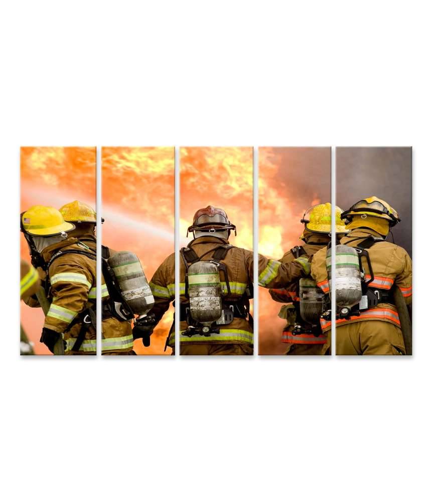 Islandburner Bild auf Leinwand Dynamisches Wandbild von Feuerwehrleuten in Aktion Letzte 2 Tage