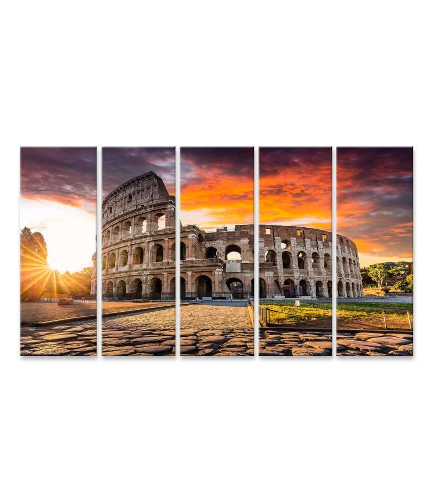 Islandburner Bild auf Leinwand Sonnenaufgang über dem Kolosseum in Rom, Italien - Sommerurlaubszene Bis zu 60% Rabatt
