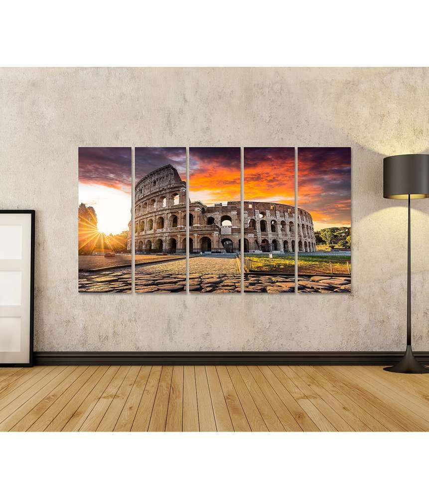 Islandburner Bild auf Leinwand Sonnenaufgang über dem Kolosseum in Rom, Italien - Sommerurlaubszene Bis zu 60% Rabatt
