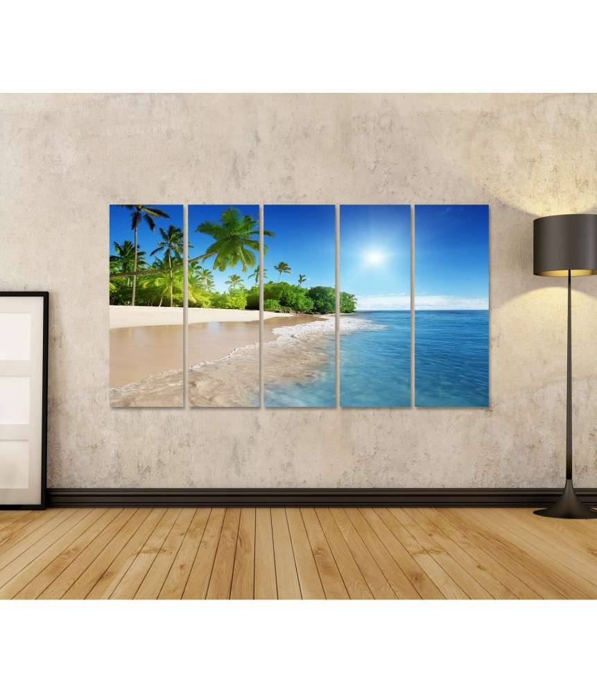 Islandburner Bild auf Leinwand Tropische Karibikinsel mit azurblauem Meer und üppigen Palmen Nur für heute