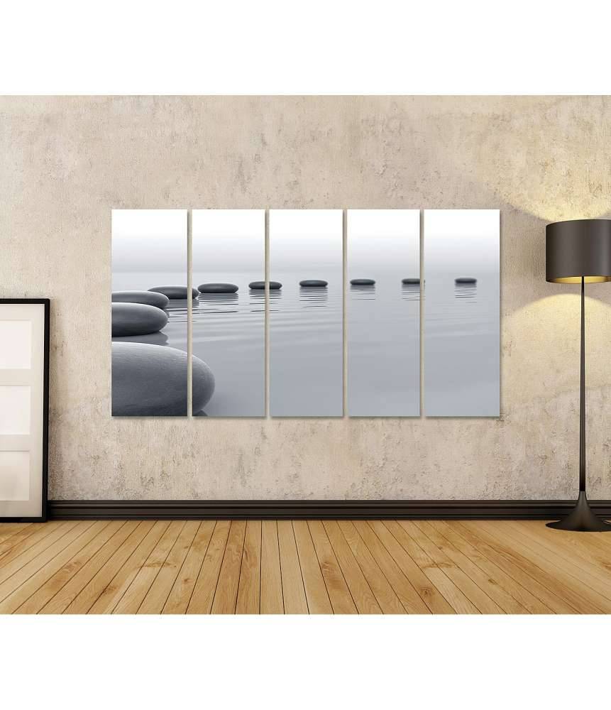 Islandburner Bild auf Leinwand Zen-Steine formen einen meditativen Kreis im Wasser - Spa-Wandbild 50% Rabatt für begrenzte Zeit