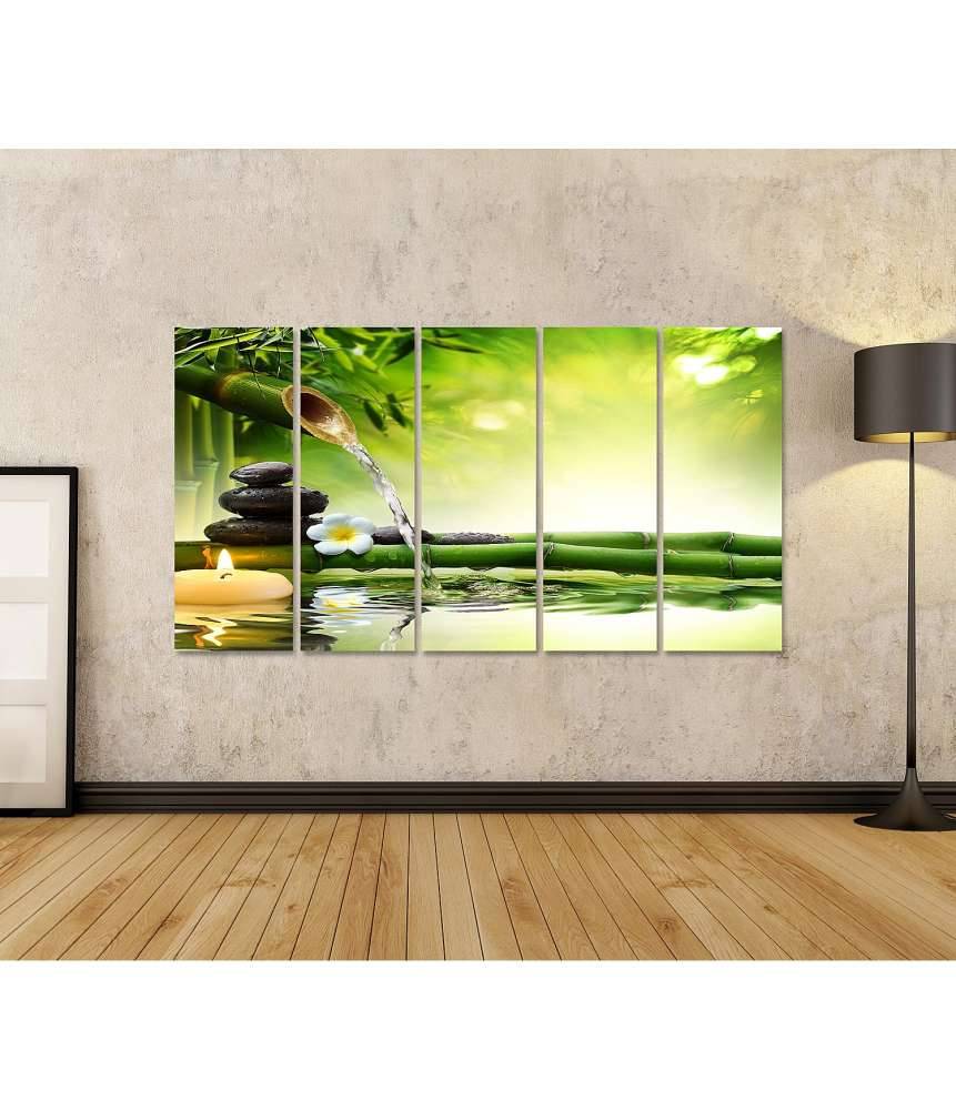 Islandburner Bild auf Leinwand Zen-Garten mit fließendem Wasser und harmonisch arrangierten Spa-Steinen 2025