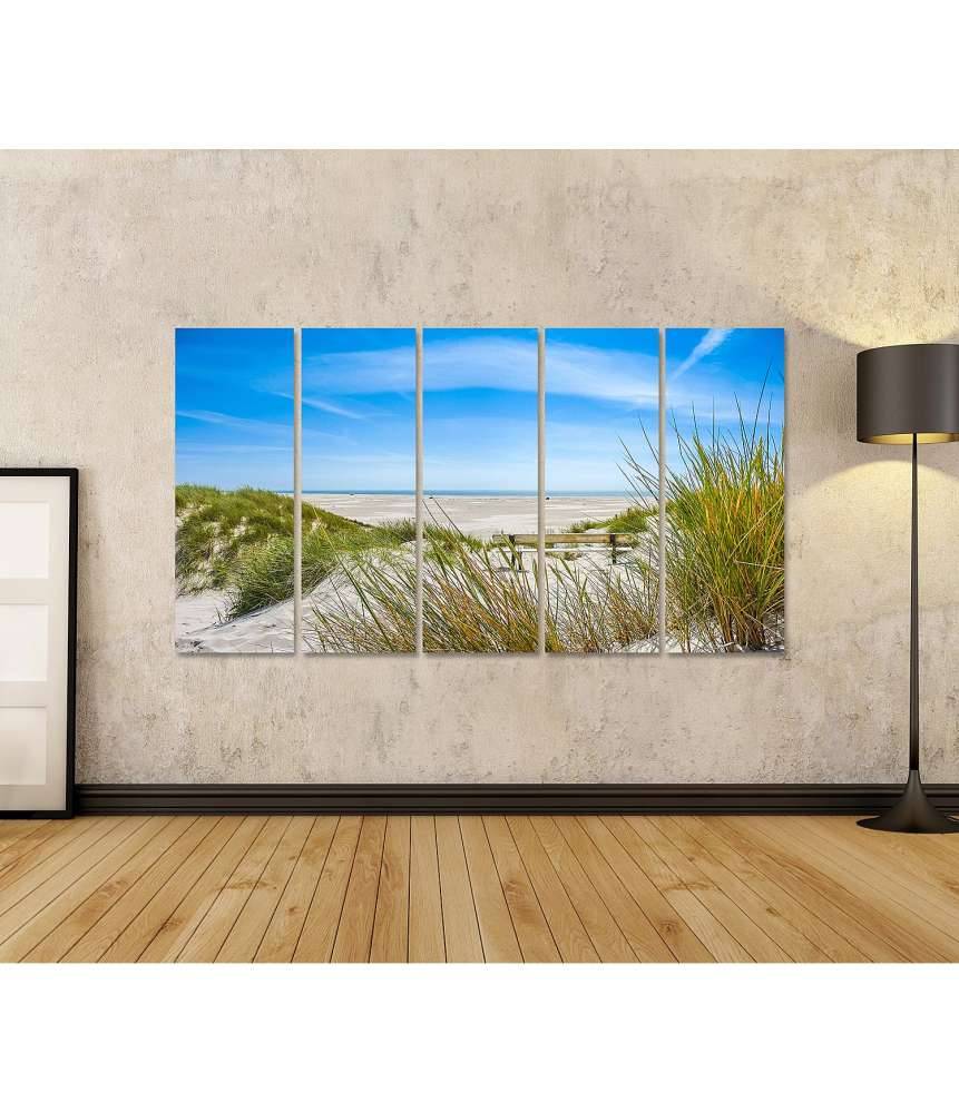 Islandburner Bild auf Leinwand Atemberaubendes Wandbild von Dünen und Strand auf Amrum, Nordsee Verkauf