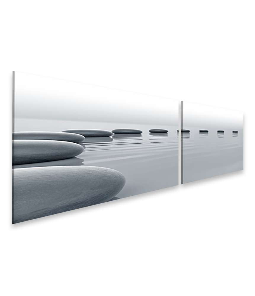 Islandburner Bild auf Leinwand Zen-Steine formen einen meditativen Kreis im Wasser - Spa-Wandbild Fabrikverkauf