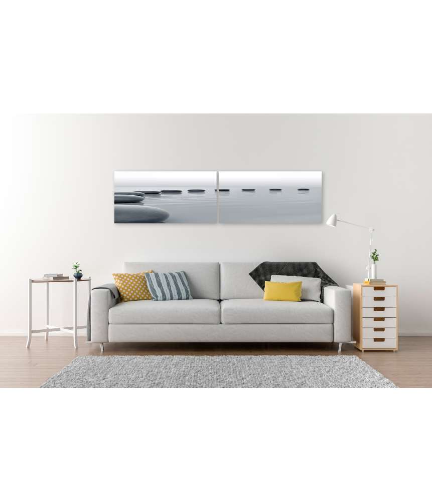 Islandburner Bild auf Leinwand Zen-Steine formen einen meditativen Kreis im Wasser - Spa-Wandbild Fabrikverkauf