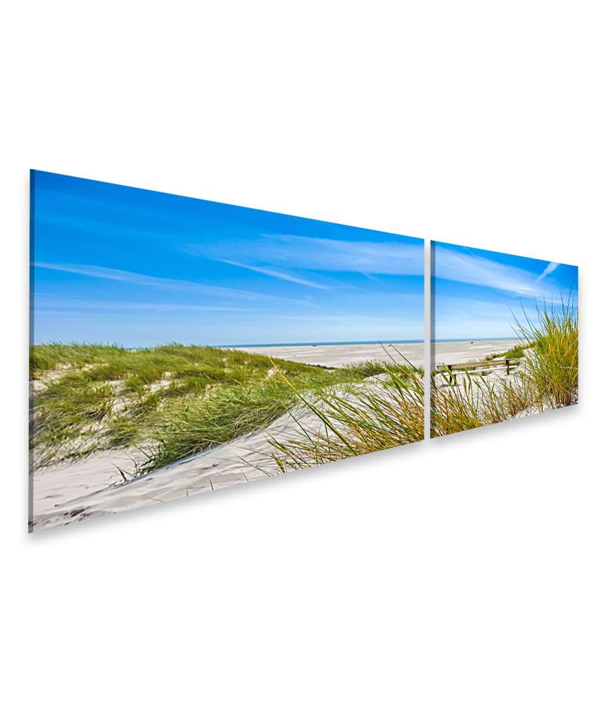 Islandburner Bild auf Leinwand Atemberaubendes Wandbild von Dünen und Strand auf Amrum, Nordsee Fabrikpreis