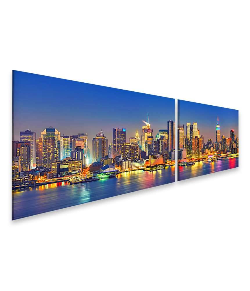 Islandburner Bild auf Leinwand Nachtlicher Blick auf Manhattan, New York, USA Großer Ausverkauf