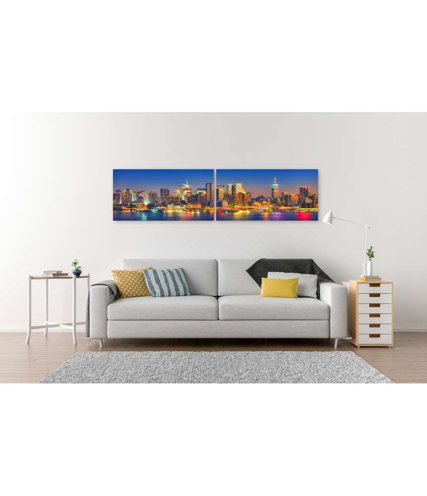 Islandburner Bild auf Leinwand Nachtlicher Blick auf Manhattan, New York, USA Großer Ausverkauf