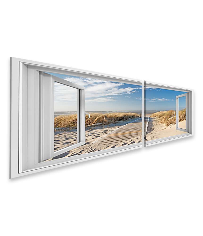 Islandburner Bild auf Leinwand Blick aus dem Fenster auf den Weg zum Strand von Langeoog Online Shopping
