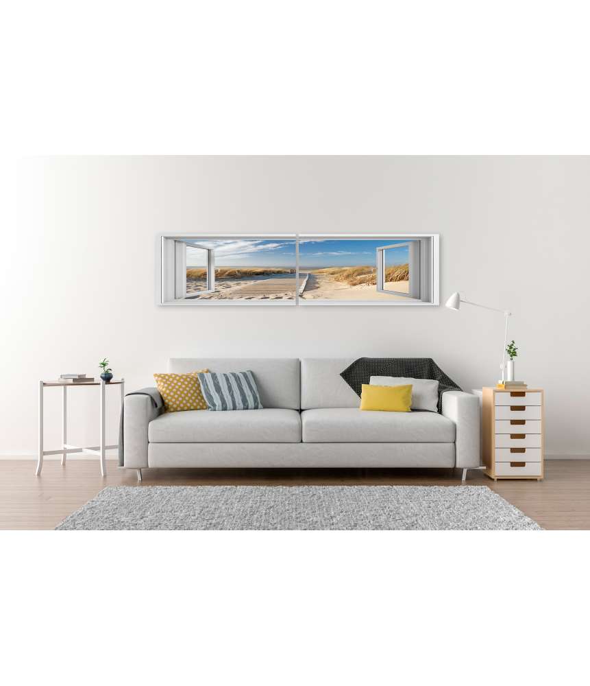 Islandburner Bild auf Leinwand Blick aus dem Fenster auf den Weg zum Strand von Langeoog Online Shopping