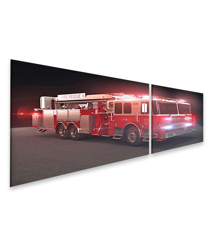 Islandburner Bild auf Leinwand Lebhaftes Wandbild eines Feuerwehrautos mit Lichtern fürs Kinderzimmer Muttertagsangebot
