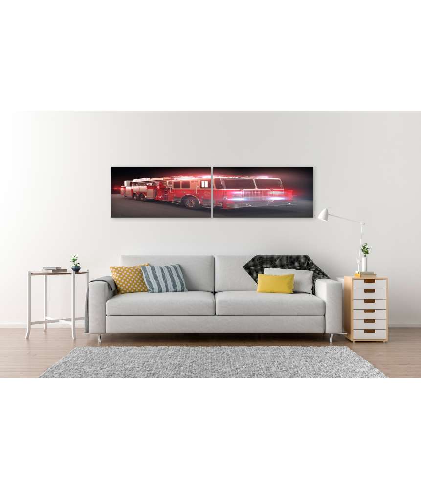 Islandburner Bild auf Leinwand Lebhaftes Wandbild eines Feuerwehrautos mit Lichtern fürs Kinderzimmer Muttertagsangebot