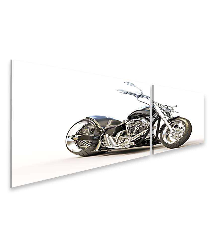 Islandburner Bild auf Leinwand Chopper-Motorrad auf reinweißem Hintergrund als Wandbild Vatertagsangebot