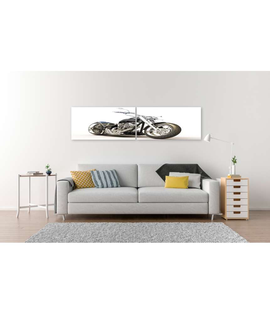 Islandburner Bild auf Leinwand Chopper-Motorrad auf reinweißem Hintergrund als Wandbild Vatertagsangebot