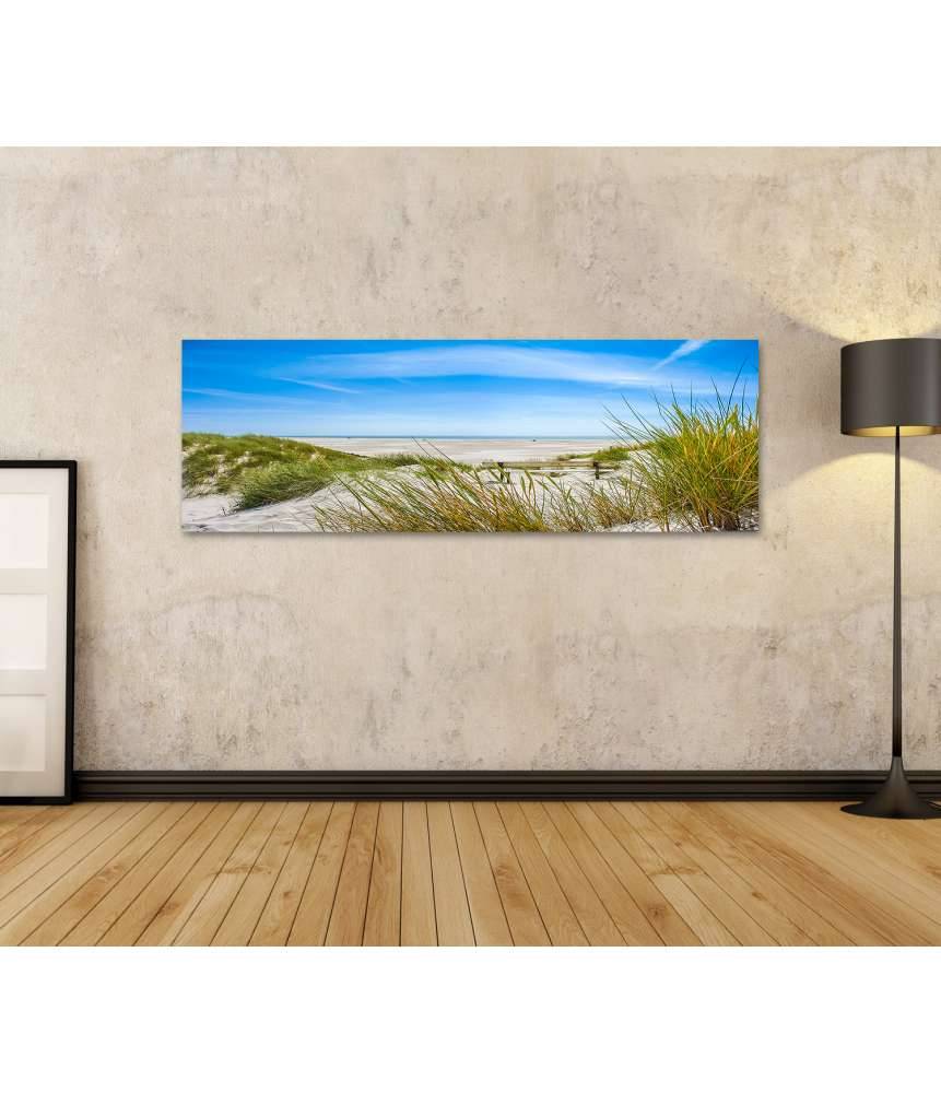 Islandburner Bild auf Leinwand Atemberaubendes Wandbild von Dünen und Strand auf Amrum, Nordsee Blitzangebot