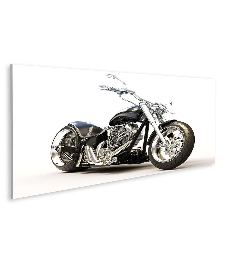 Islandburner Bild auf Leinwand Chopper-Motorrad auf reinweißem Hintergrund als Wandbild Sonderangebot der Fabrik