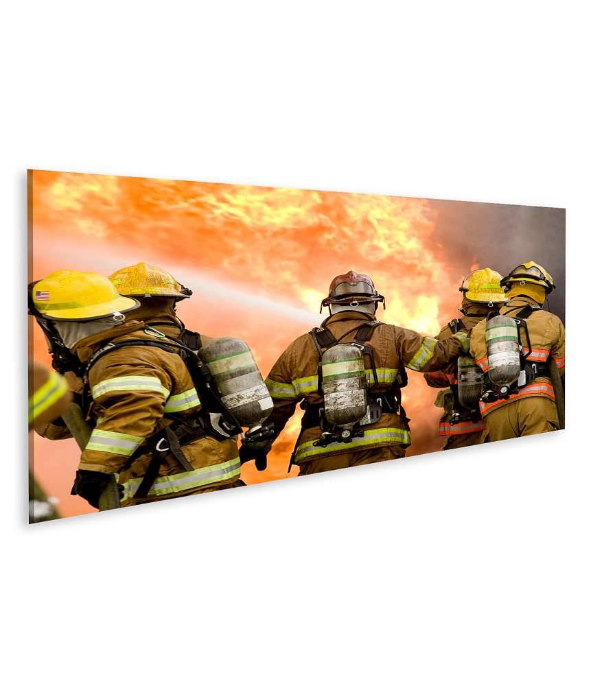 Islandburner Bild auf Leinwand Dynamisches Wandbild von Feuerwehrleuten in Aktion Vierteljährliche Förderung