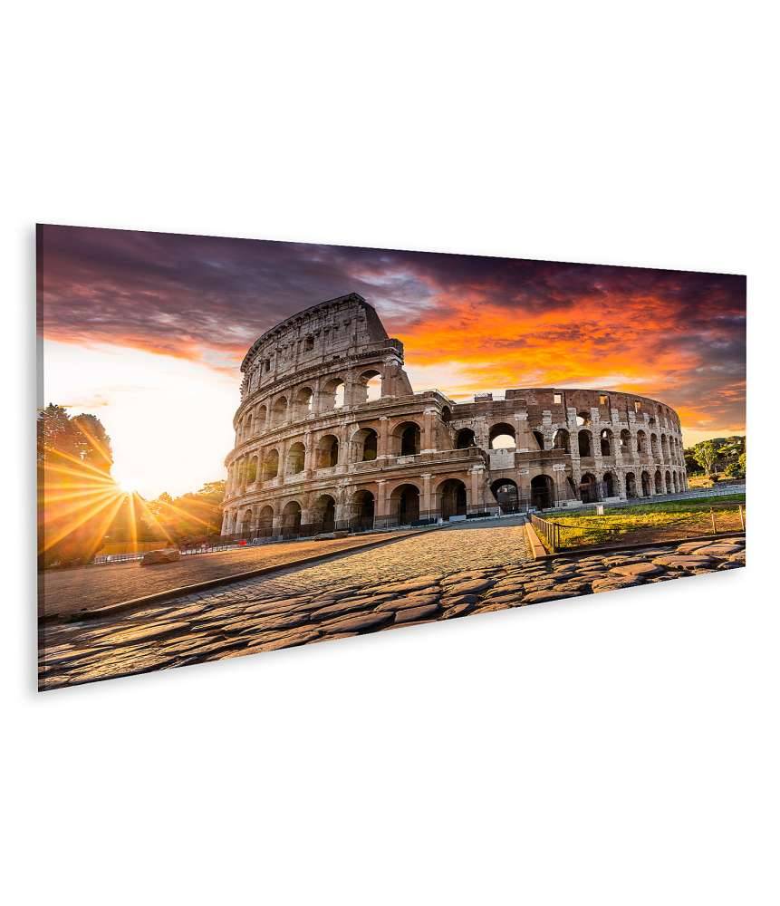 Islandburner Bild auf Leinwand Sonnenaufgang über dem Kolosseum in Rom, Italien - Sommerurlaubszene Riesige Rabatte