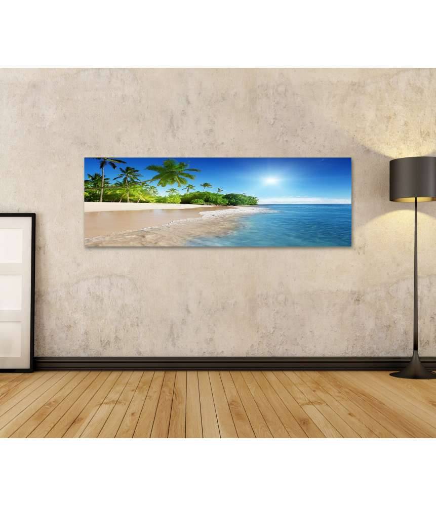 Islandburner Bild auf Leinwand Tropische Karibikinsel mit azurblauem Meer und üppigen Palmen Clearance-Verkauf