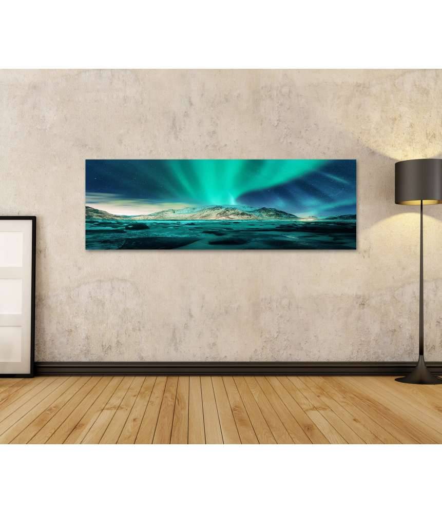 Islandburner Bild auf Leinwand Nordlichter Aurora Borealis auf den Lofoten, Norwegen - Wandbild Begrenzt auf 3 Tage