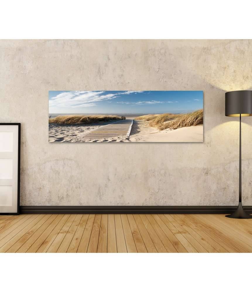 Islandburner Bild auf Leinwand Weg durch Dünen auf Langeoog zum Nordsee-Strand - Wandbild Speichern exportieren