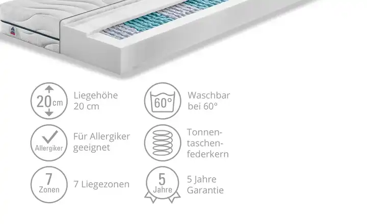 IRISETTE7-Zonen Tonnentaschenfederkern-Matratze IRISETTE Sylt TTFK Verkauf
