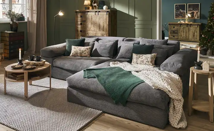 smartEcksofa in trendigem Cordstoff Lianea Begrenztes Angebot
