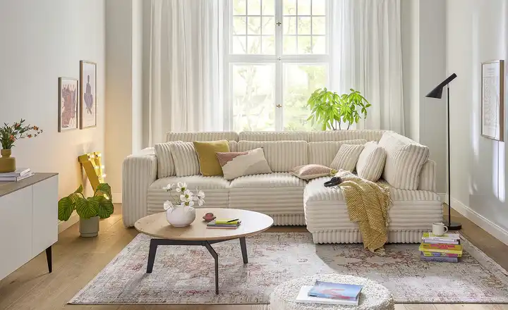 switchEcksofa in modernem Breitcord Torrino VIP-Rabatte