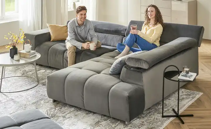 unoEcksofa aus Samt Origo Super Sparpreis