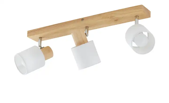 KHGDeckenstrahler, 3-flammig, Holz/ Stoffschirm weiß Fabrik Onlineshop