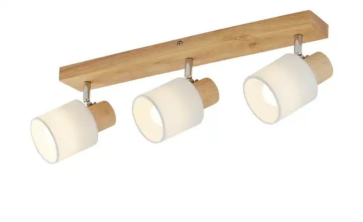 KHGDeckenstrahler, 3-flammig, Holz/ Stoffschirm weiß Fabrik Onlineshop