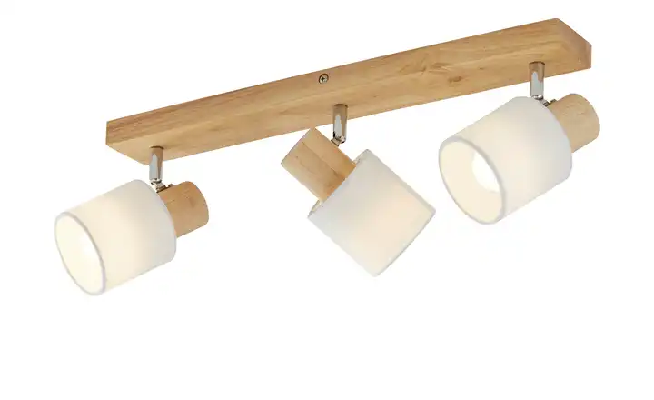 KHGDeckenstrahler, 3-flammig, Holz/ Stoffschirm weiß Fabrik Onlineshop