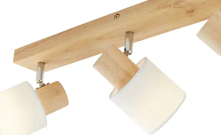 KHGDeckenstrahler, 3-flammig, Holz/ Stoffschirm weiß Fabrik Onlineshop