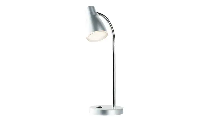 KHGLED-Tischleuchte silber mit flexiblem Arm Sonderangebot