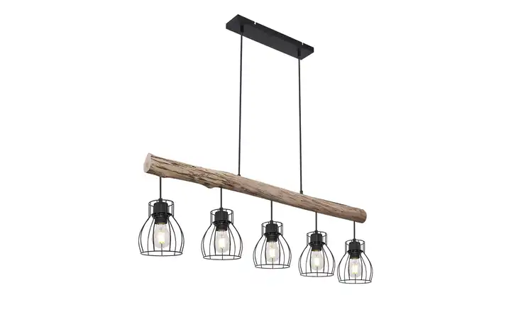 Pendelleuchte, 5-flammig, Holz/ Metall Körbe Lagerräumung