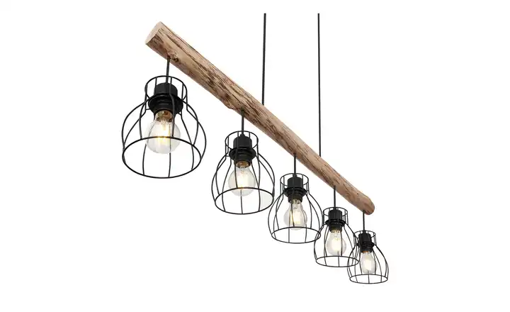Pendelleuchte, 5-flammig, Holz/ Metall Körbe Lagerräumung
