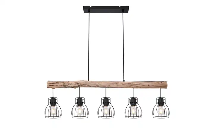 Pendelleuchte, 5-flammig, Holz/ Metall Körbe Lagerräumung