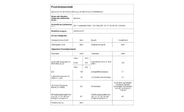 SIEMENSGefrierschrank GS29NVWEP Blitzverkäufe