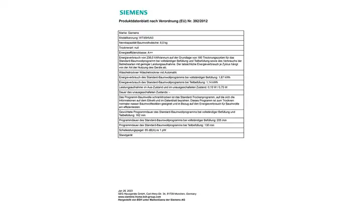 SIEMENSWärmepumpentrockner WT45HVA3 Heißer Verkauf