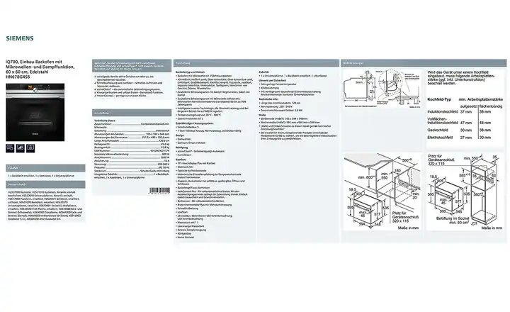 SIEMENSEinbau-Backofen HN 678 G4S6 Bestseller