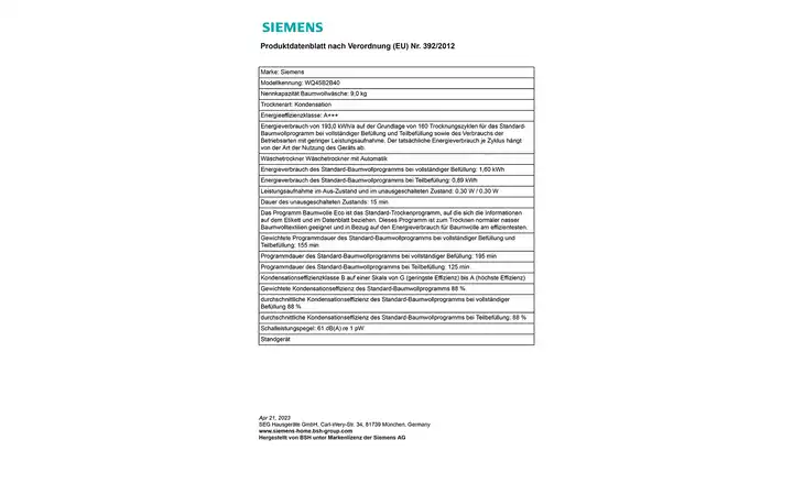 SIEMENSWärmepumpentrockner WQ45B2B40 Räumungsverkauf