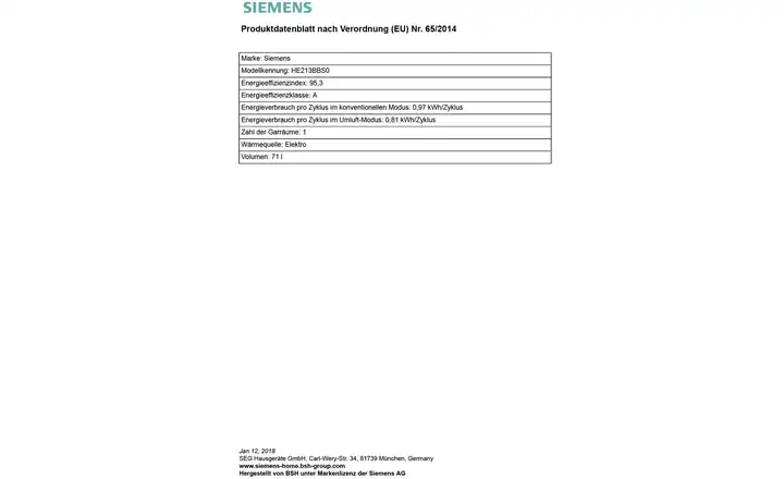 SIEMENSEinbau-Herdset EQ 211 KB 00 Sonderangebot der Fabrik
