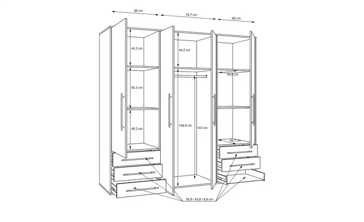 Kleiderschrank Morley 50% Rabatt mit kostenlosem Versand