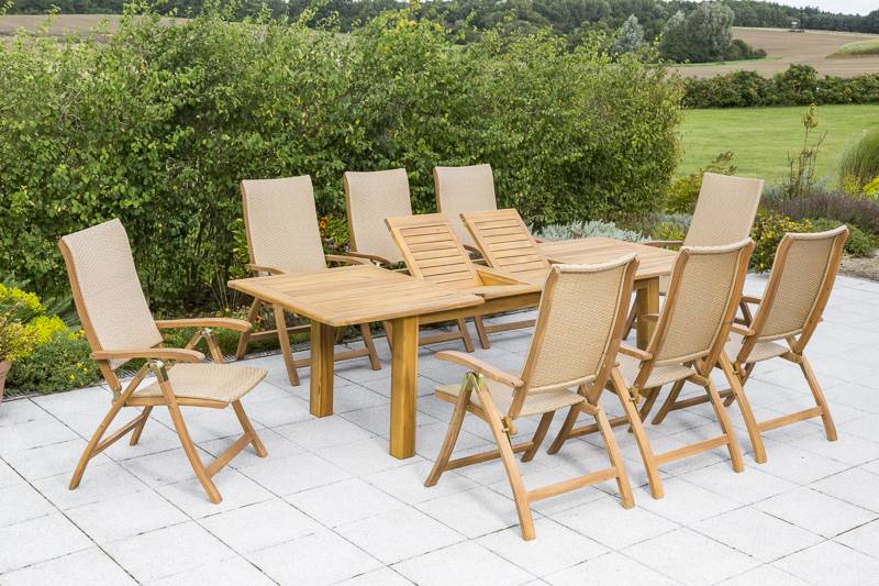 Merxx Capri Set 9tlg. Doppelausziehtisch 180/260 x 100 cm Kostenloser Versand