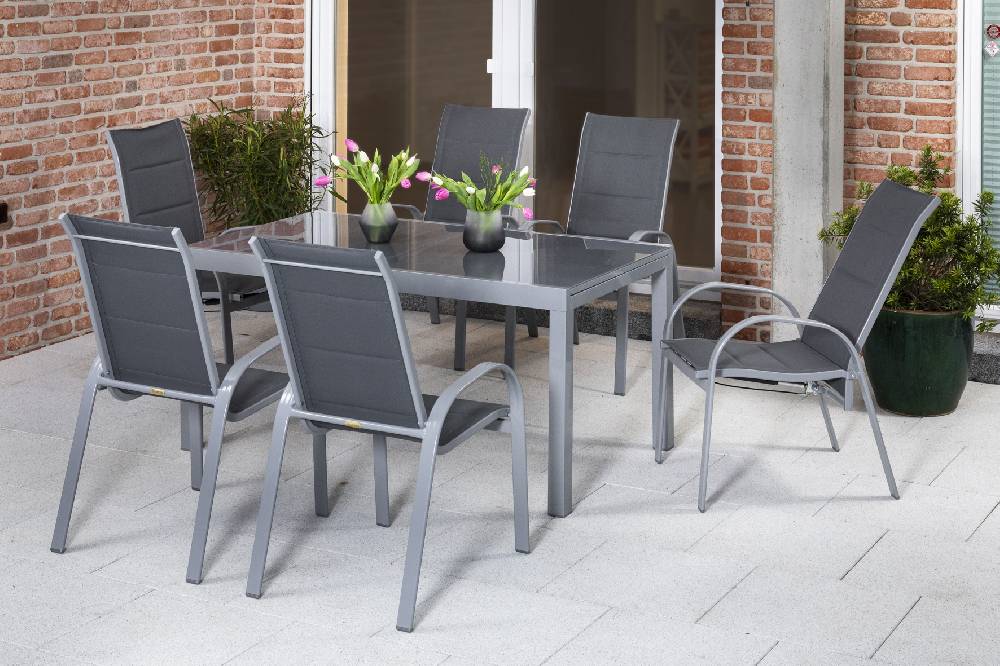 Merxx Amalfi Set 7tlg. Semi-Ausziehtisch 180/250 x 100 cm Heißer Verkauf